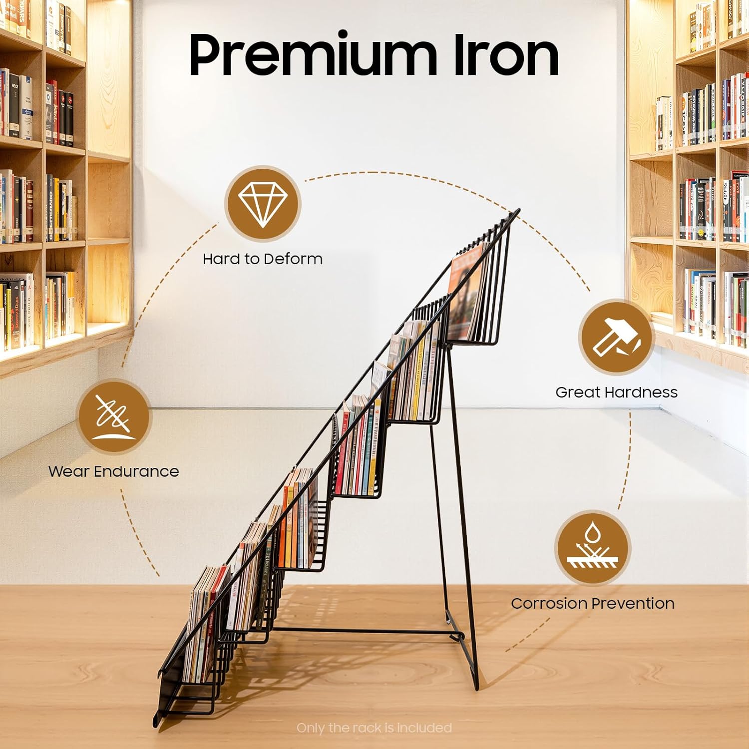 Book Display Rack, 6 Tier Wire Countertop Rack, Tabletop Magazine Display Racks, Wide Wire Magazine Rack, Comic Book, Book Signing Rack,for Library Classroom Picture Literature Brochure