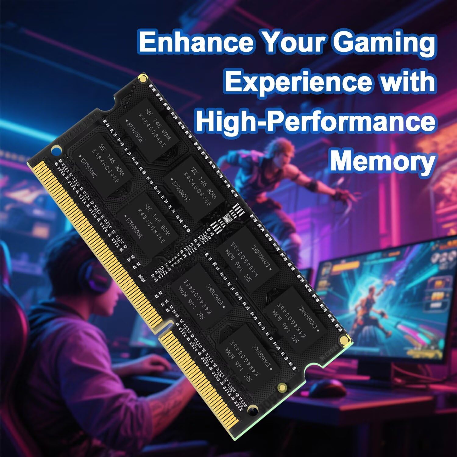 Moaffzey 32GB DDR4 RAM 3200MHz PC4-25600 CL22 Laptop Memory SODIMM