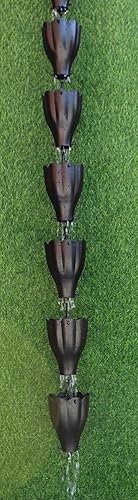 Miniatura 6 de KAM Home XL - Cadena de lluvia de aluminio con kit de instalación (negro, 8.5)