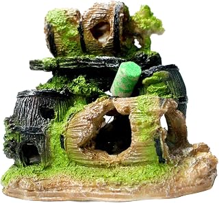 Mistletoe Resin Product Natural Looking ?Broken Barrels for Aquarium Fish Tank Decoration10.16 X 14.6 X 16.51 Cm; 380 Grams Price In India