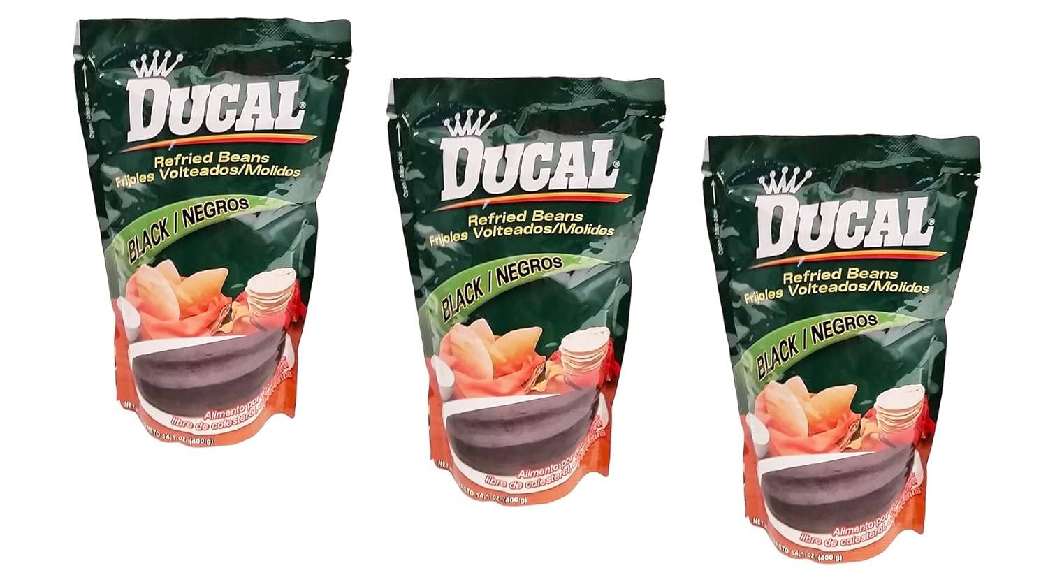3 set.Ducal Refried Black Beans 14.1oz / 400grs Frijoles Negros Volteados (3 Pack)