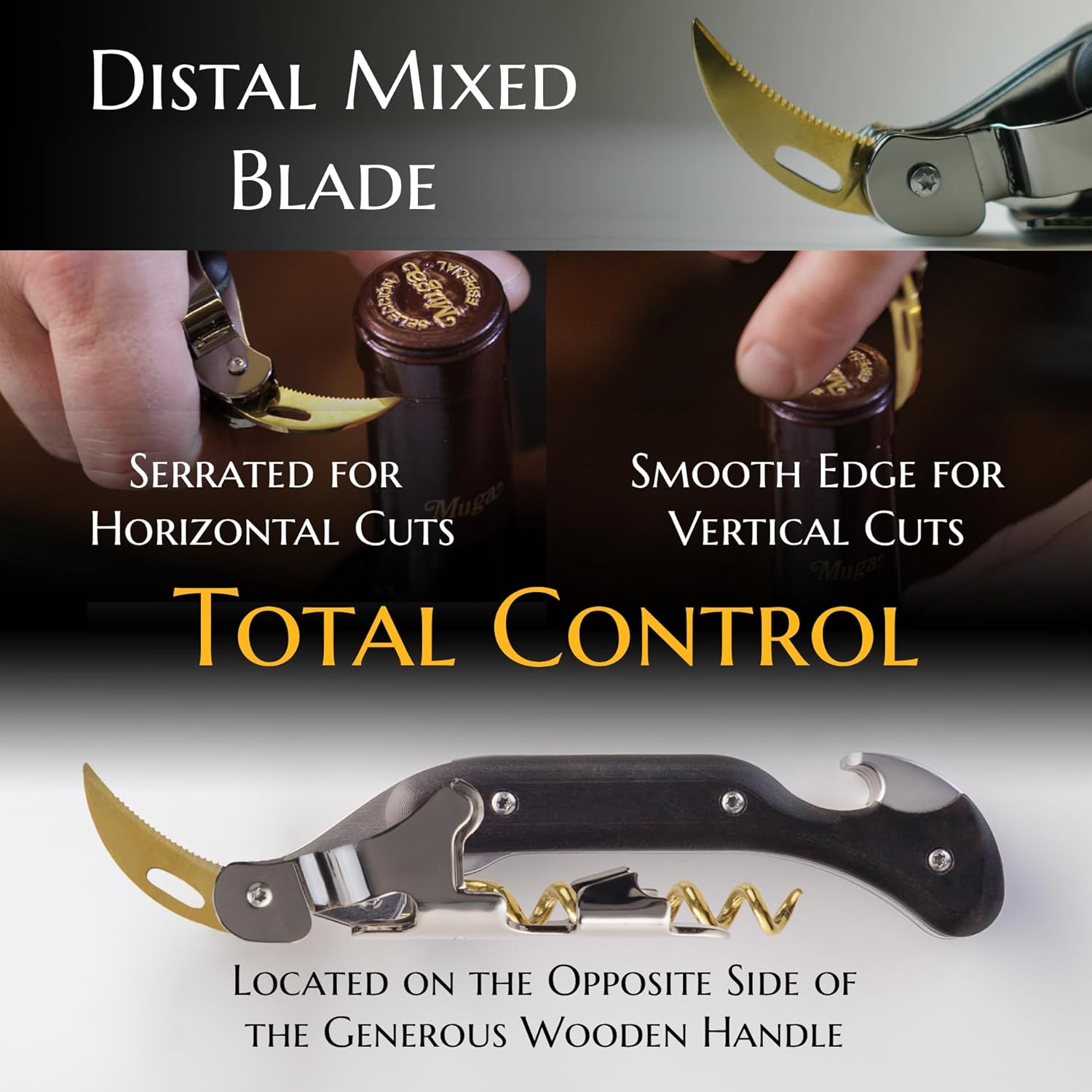 Corkscrew for Professionals FALCORK® 249 – Protection – 2 Steps, Smooth and Stable for Maximum Service Control – No Plastic, Only Premium Materials, Generous Ergonomic Handle