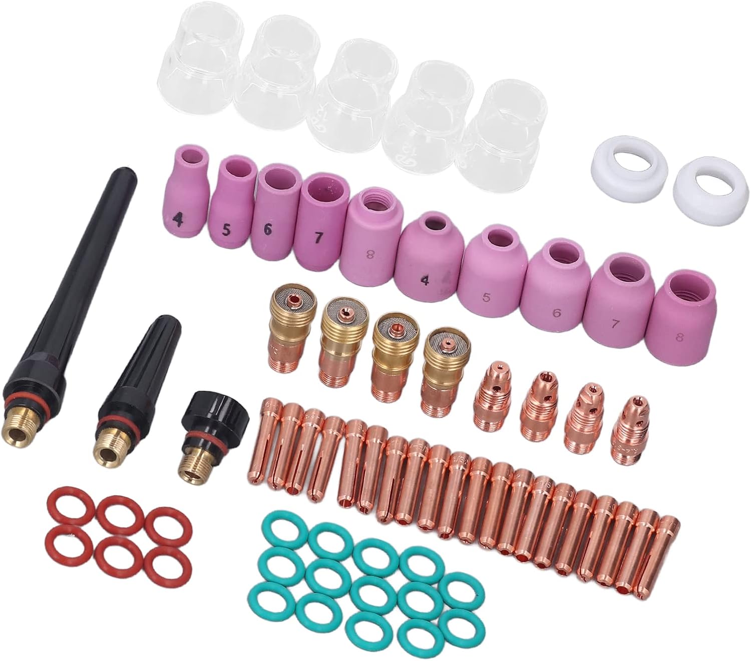 Jonlaki 68Pcs Welding Accessory Set with Glass Cups, Connectors, Nozzles for WP 17, 18, 26 Welding Guns