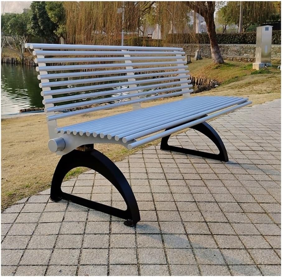 Outdoor Bench, Stainless Steel Outdoor Bench for Park, Garden, Public Seating Patio Bench(150cm)
