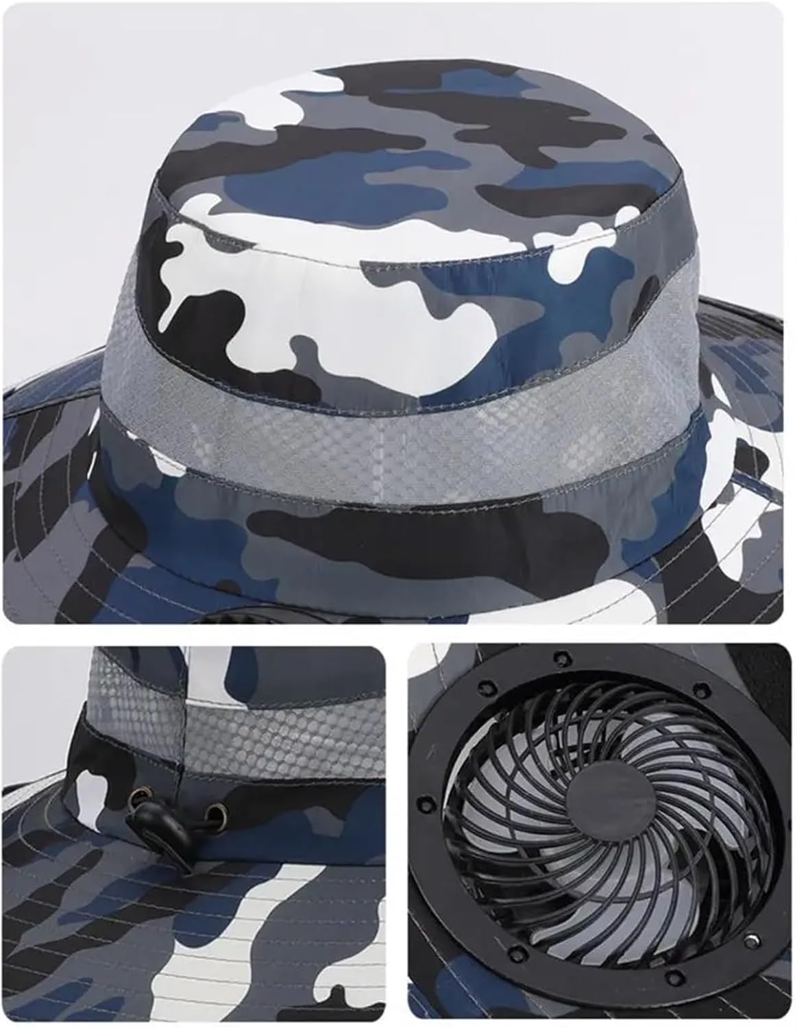 Outdoor Sun Hats for Men Women Fishing Hat with Removable & USB Charging Fan 1Pcs