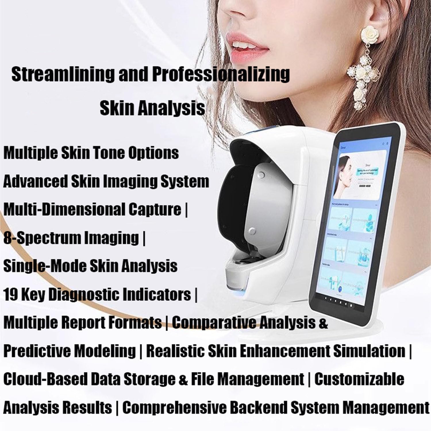 Intelligent Facial Moisture Analyzer,Skin Analyzer Detector,With15.6 Screen & 8 Spectra & Multi-Language,Facial Scanner and Analyzer,Facial Skin Analyzer for Salon Spa Home Use