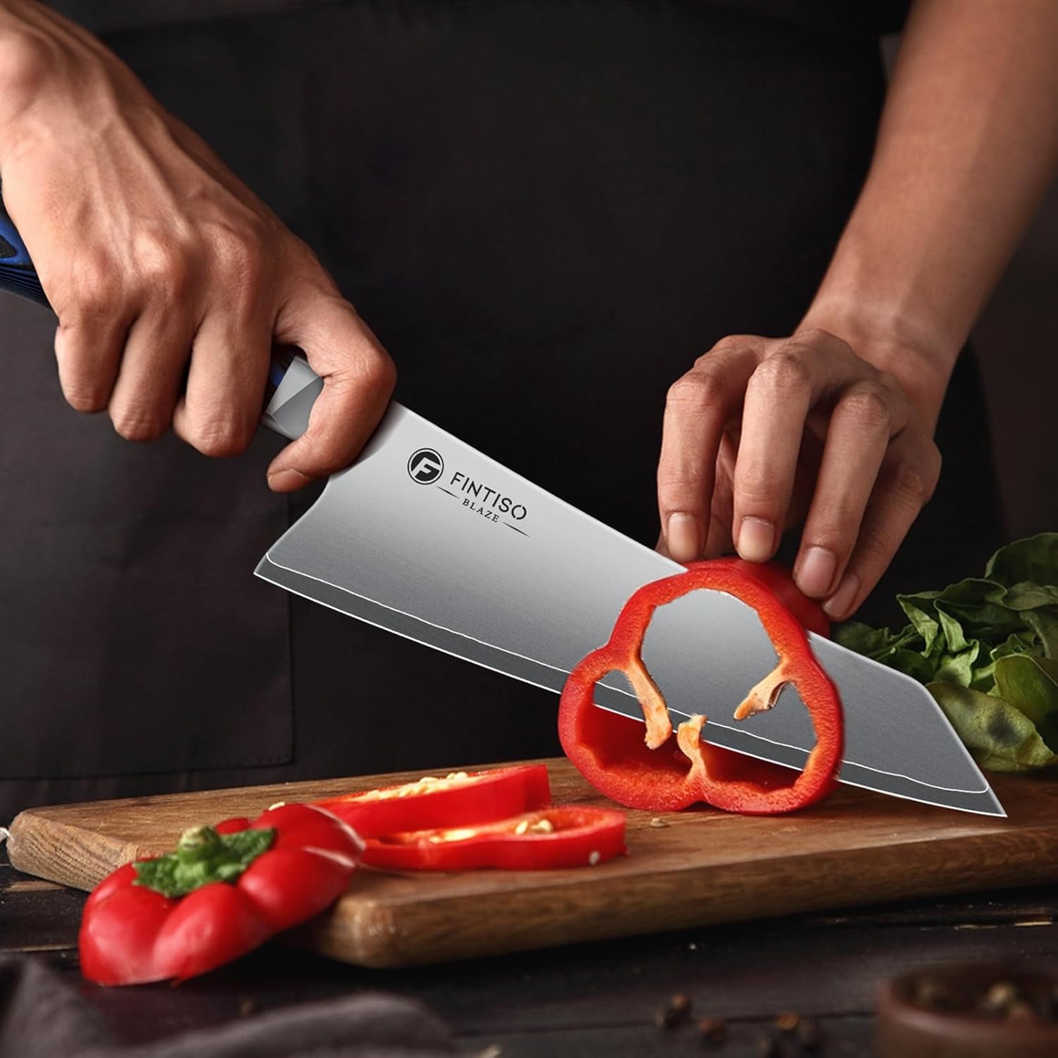 FINTISO 4PCS Kitchen Knife Set, Professional Chef, Santoku, Fillet & Paring Knives with G10 Handle, Premium 5-Layer Japanese Steel, Ultra Sharp, Dishwasher Safe