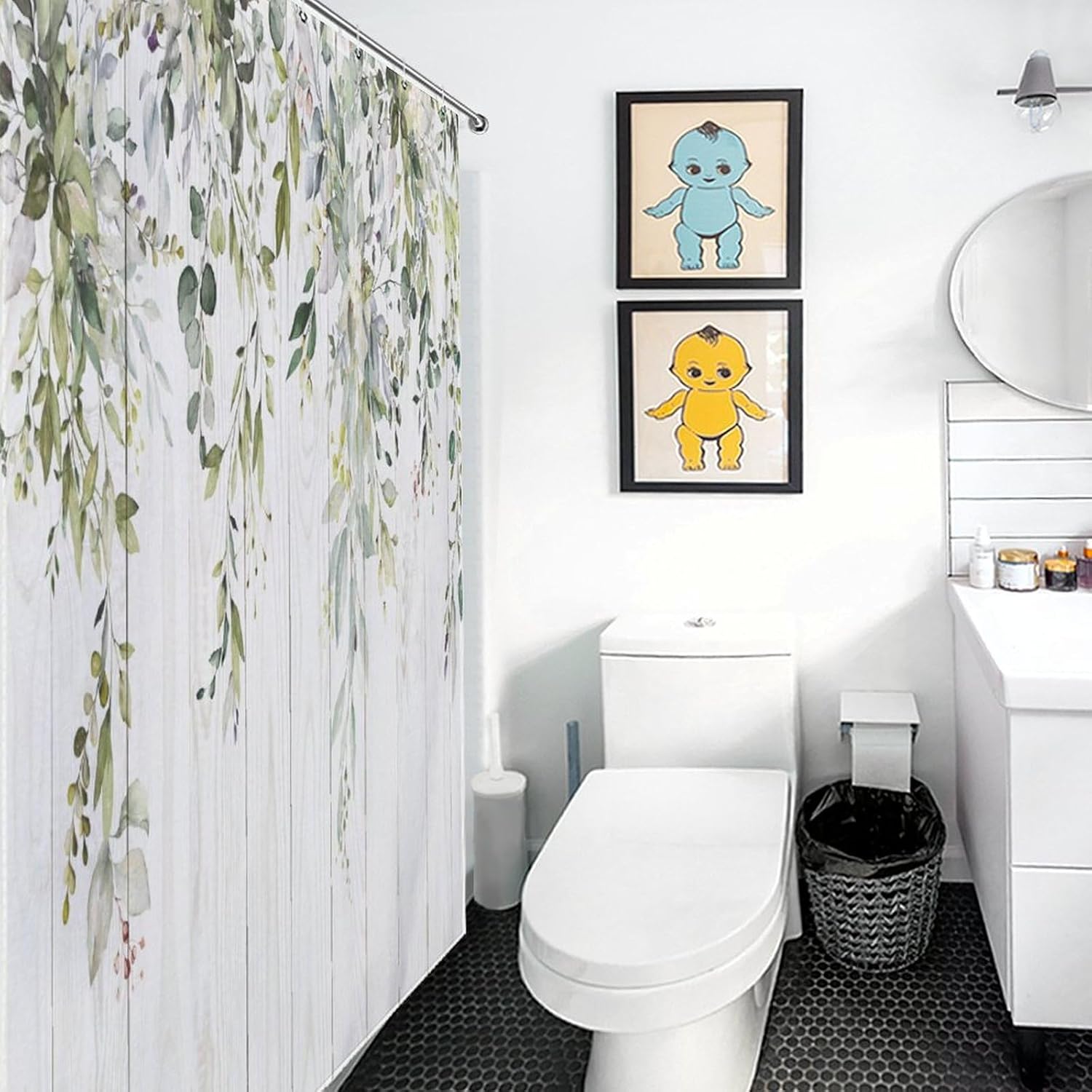 Vintage William Morris Floral Shower Curtain (Watercolor Floral-2)