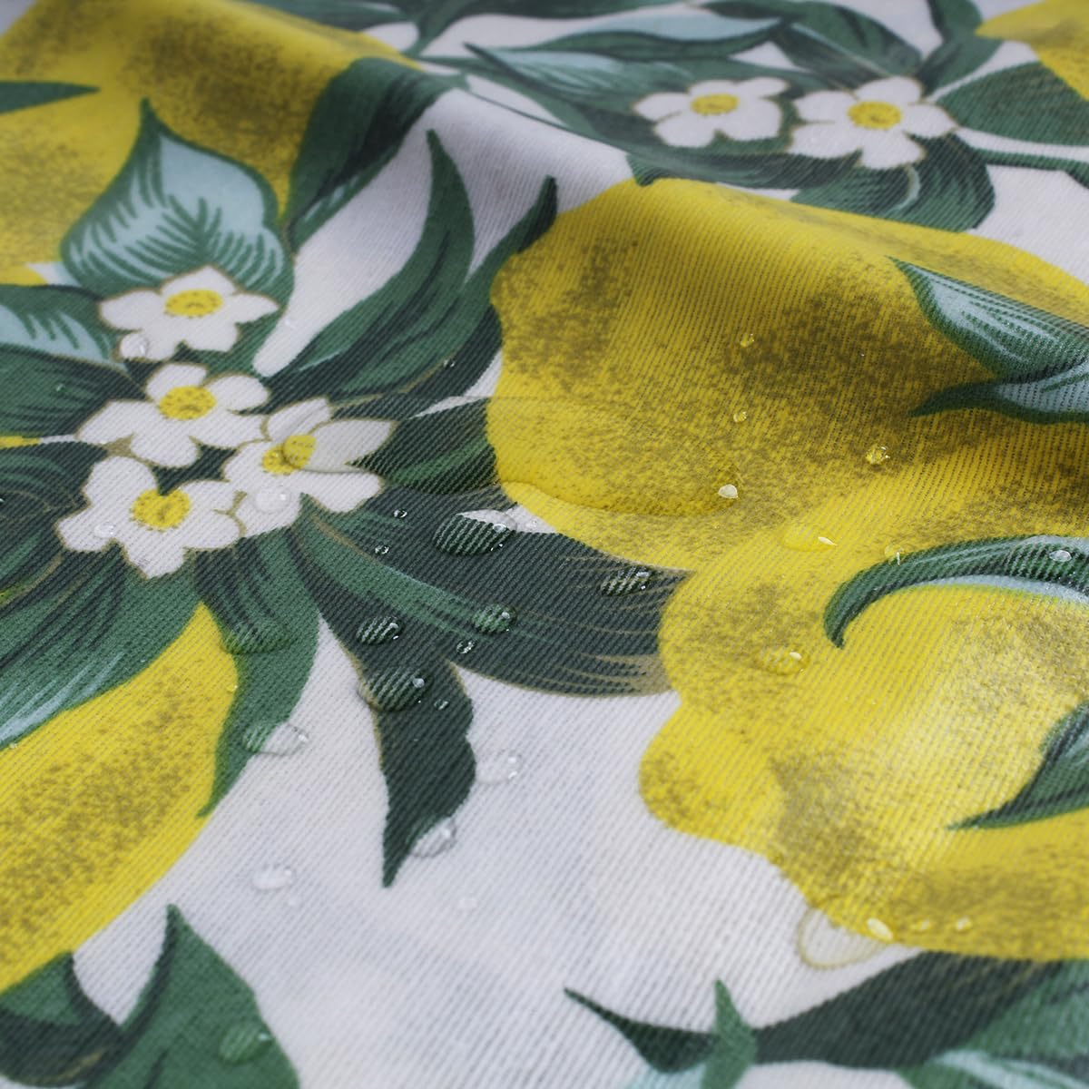 SaRani Tovaglia Plastificata con Stampa Limoni, Foglie Verdi e Volant, Impermeabile (Giallo, 140x230 cm)