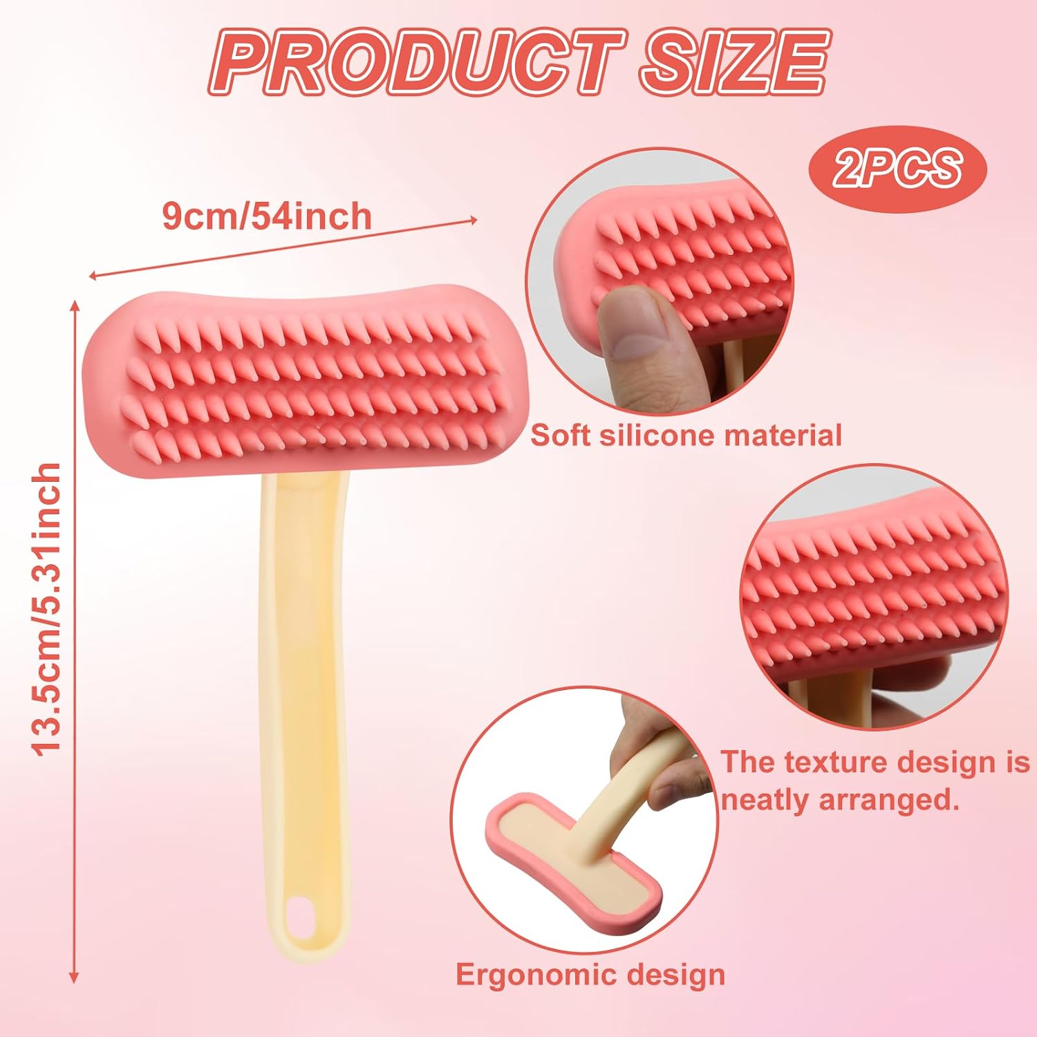 2Pcs Rabbit Brush Soft Bunny Grooming, Soft Silicone Small Animal Massage Comb, Practical Brush Bunny Grooming Kit Supplies Suitable for Cats Puppies & Other Pets image 2