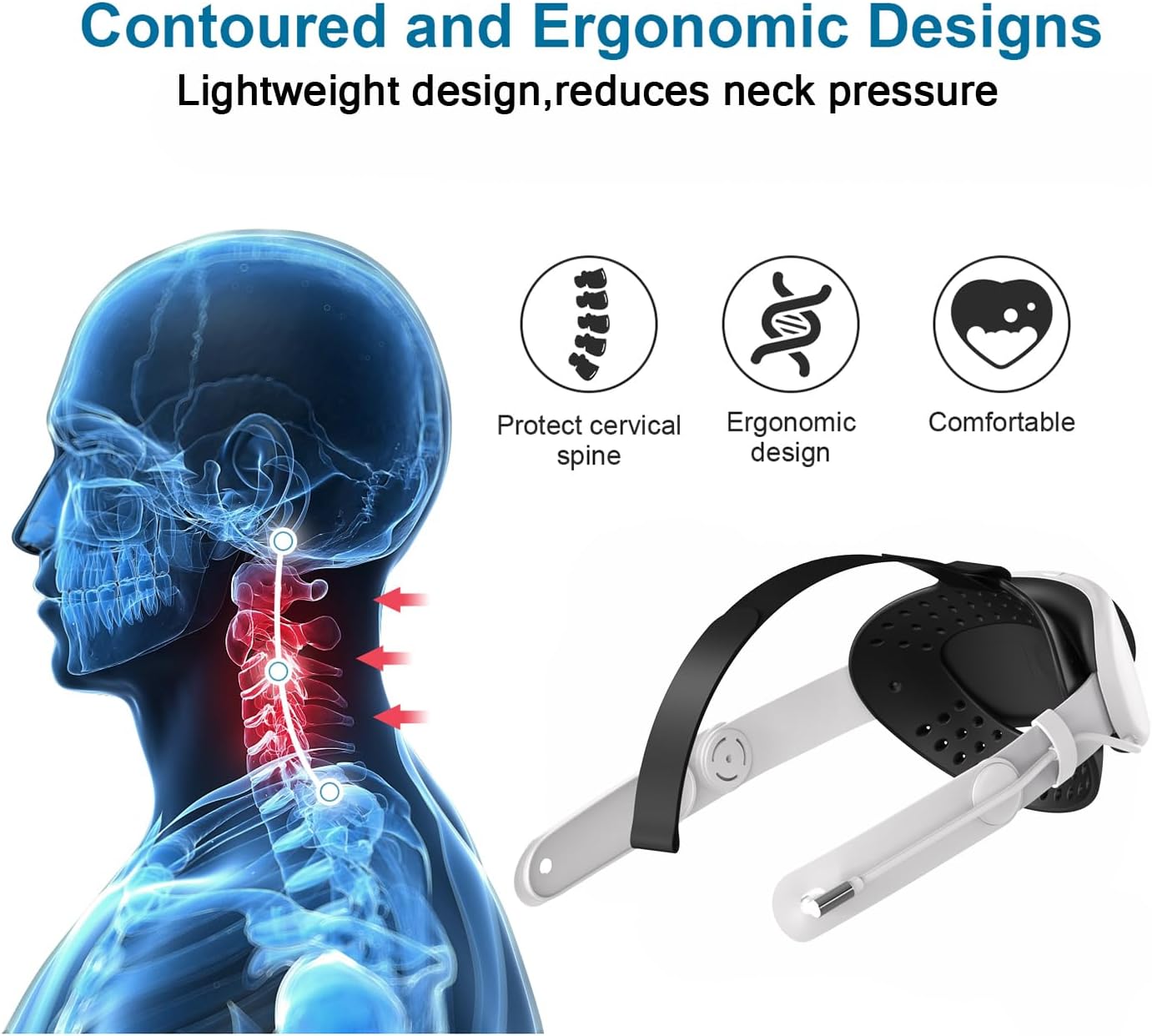 Comfort Head Strap with Battery for Meta Quest 3/Quest 3S, 8000Mah Elite Strap Battery Pack Extend 7 hrs Playtime, Adjustable Lightweight Headset Strap Accessories