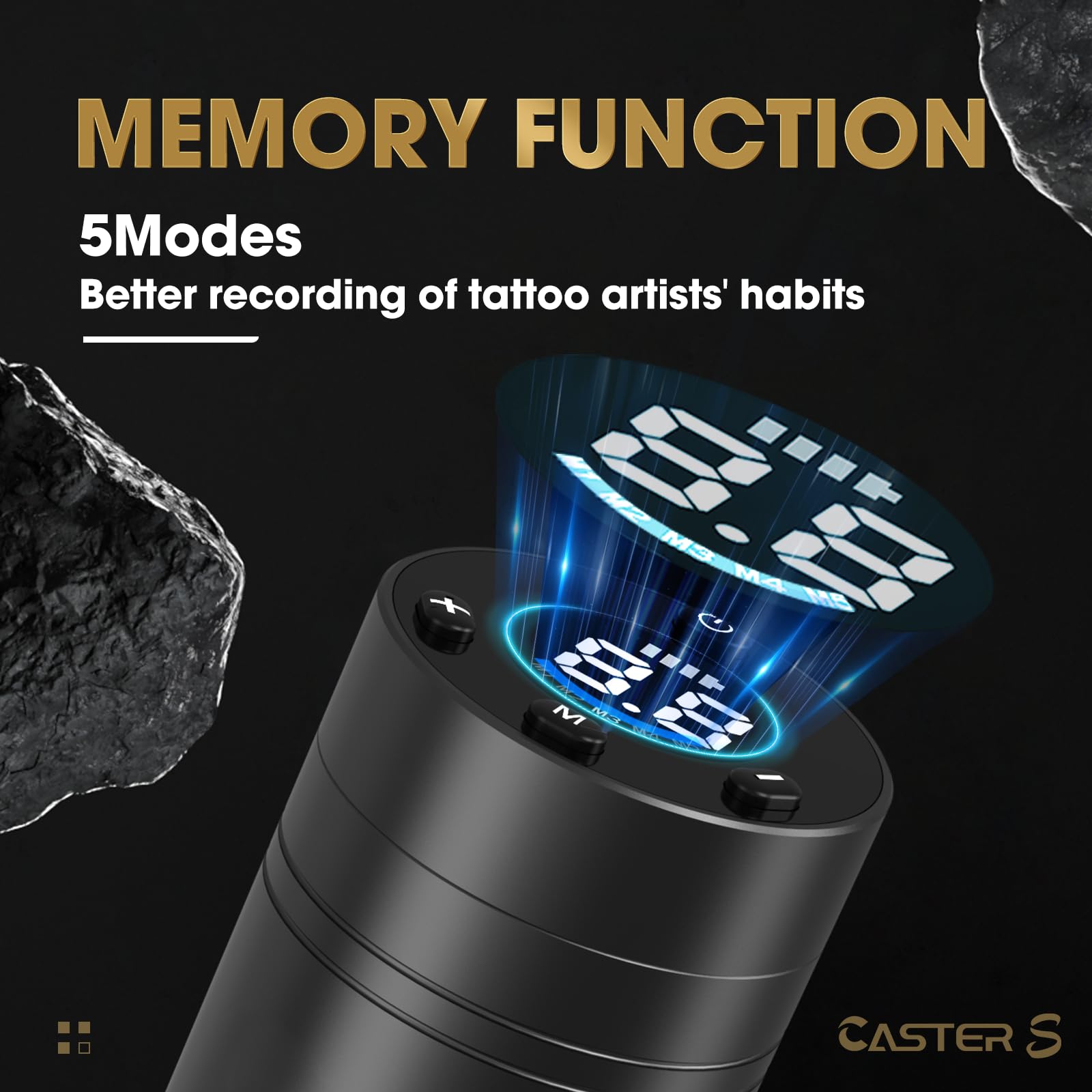 EZ Máquina de Tatuar Inalámbrica - Máquina para Hacer Tatuajes con Bolígrafo con Batería de 1500mAh para Principiantes y Artistas del Tatuaje (Caster S Dorado)