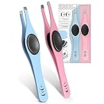 Tweezers for Facial Hair Women - Stainless Steel Eyebrow Tweezers - Sharp Precision Tip for Shaping Eyebrows, Ingrown & Fine Hair Removal - Slant Tip - Non-Slip Grip
