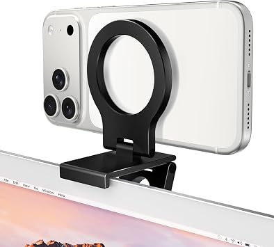 Itramax Continuity Camera Mount for iMac,Magnetic iPhone Monitor Holder | Computer PC Screen Cell Phone Webcam Holder,for MagSafe iPhone 17 16 15 14 13 12 11 XR XS,Apple TV 4K,Studio Display,Black