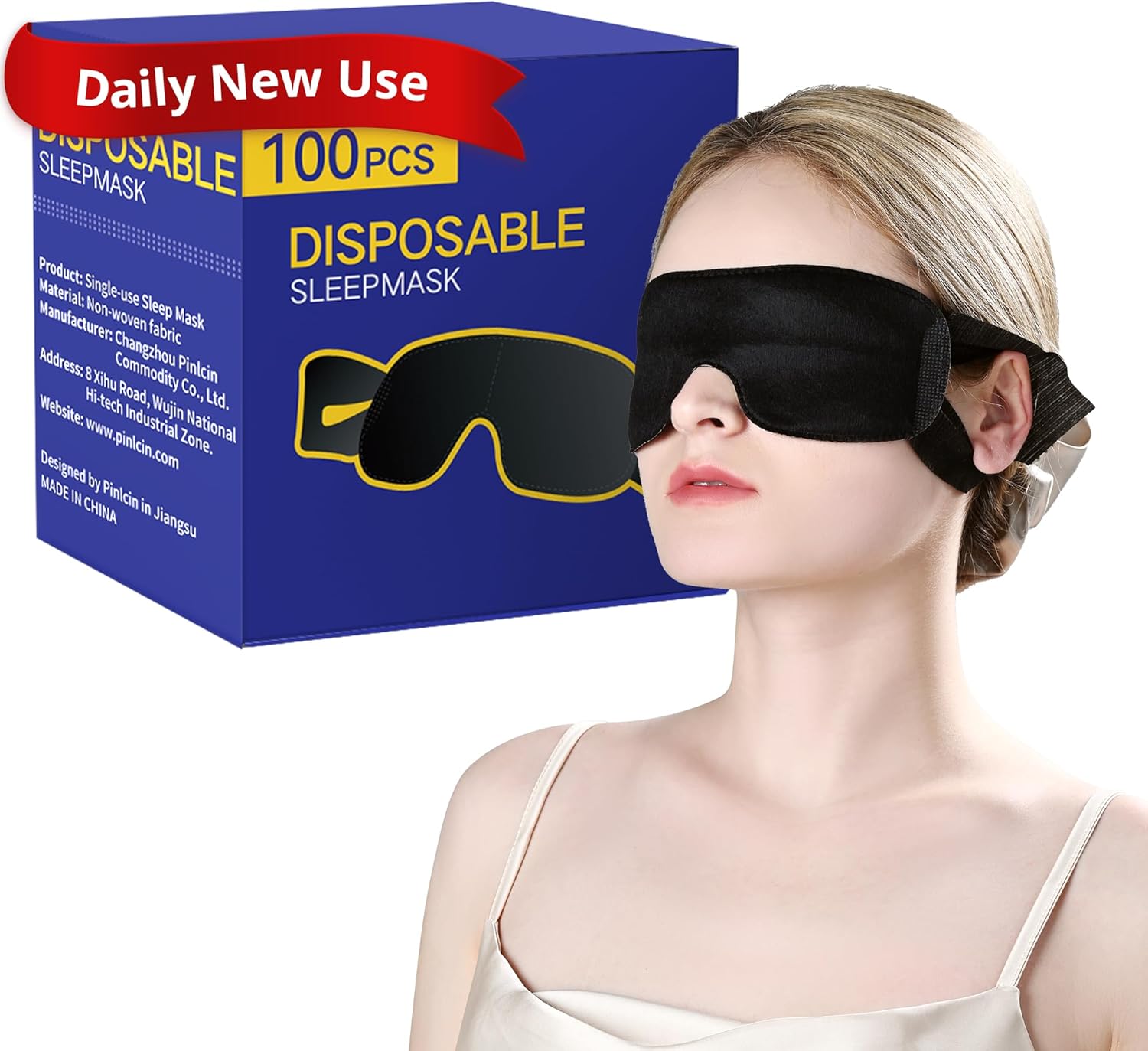 Pack of 100 Disposable Sleep Eye Mask for Men Women, Blindfold Eye Mask Shade Cover for Sleeping, Night Sleep Mask, Block Out Light, Soft Comfort Eye Shade Cover for Travel Yoga Nap