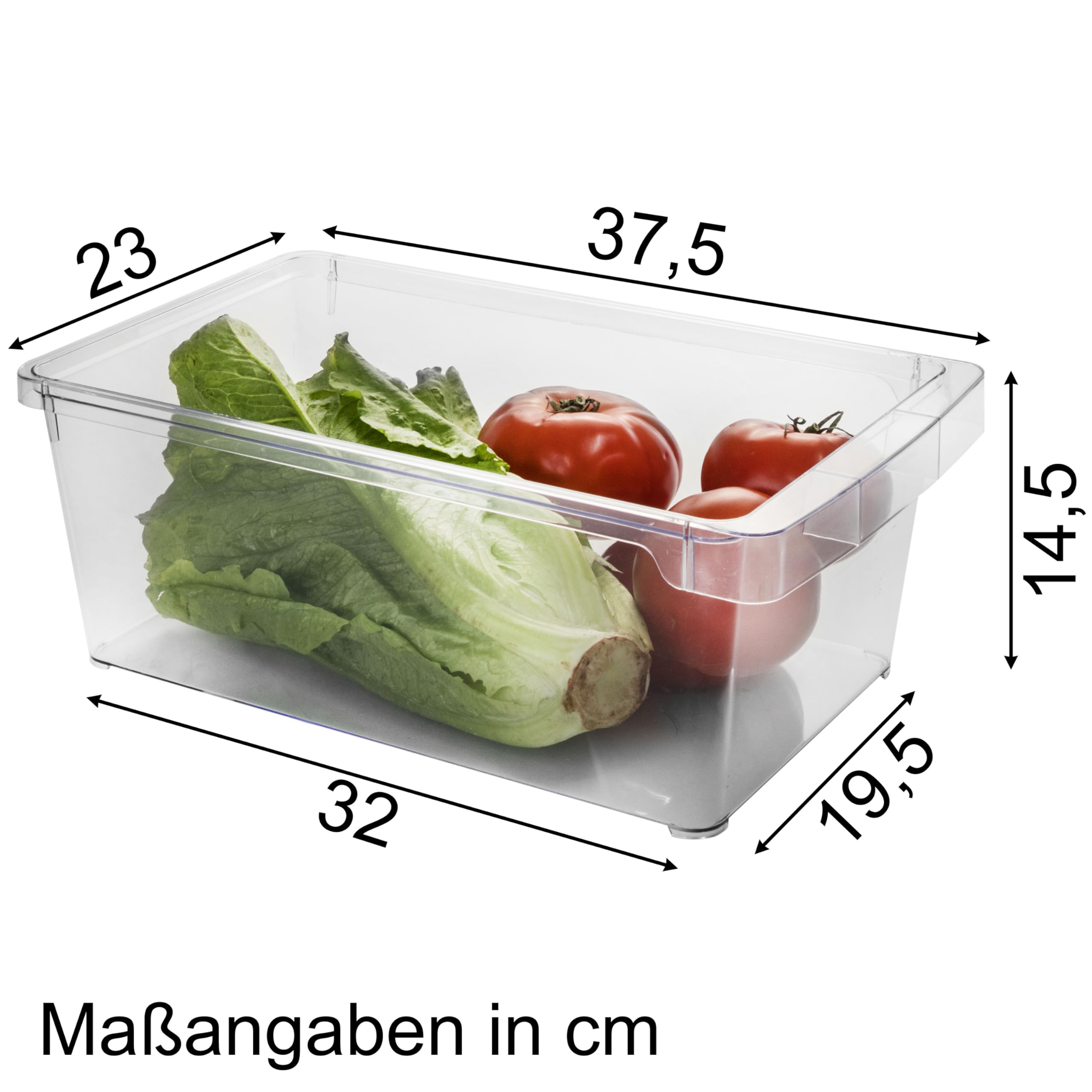 6 organizadores frigorífico 37x23x14,5cm transparente asa acrílico caja