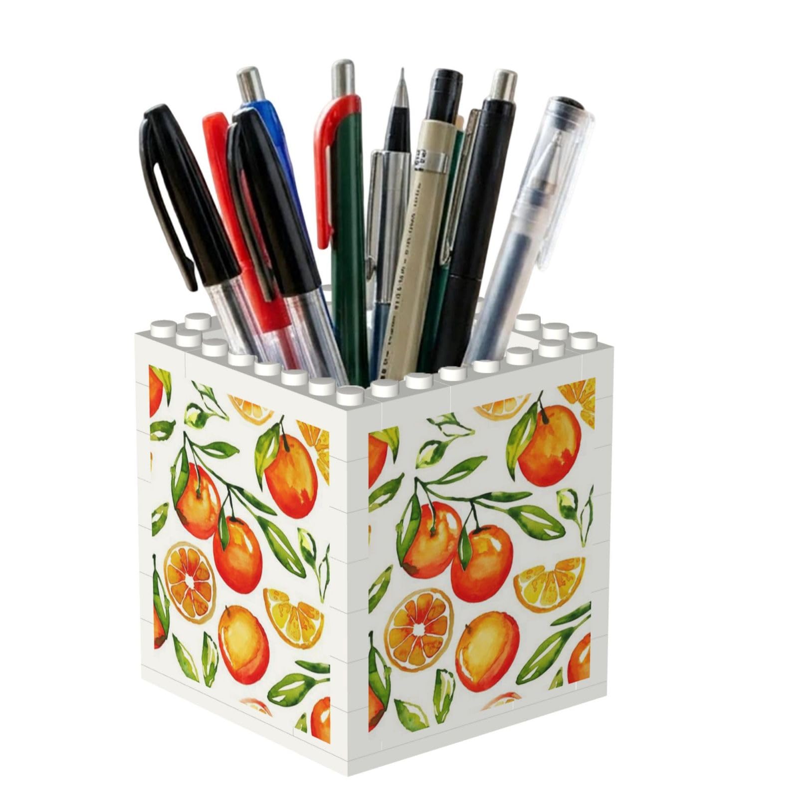 Poadnly Orange Citrus, Pen Pot Pencil Holder for Office Home School, Compact Desk Organiser for Office Stationery