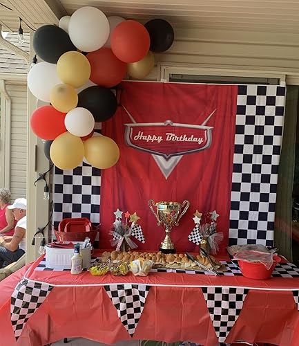 Miniatura 4 de Telón de fondo de coche para fiesta de niños, competición de carreras, fondo de fotografía de 6 x 5 pies con temática de carreras de automóviles,