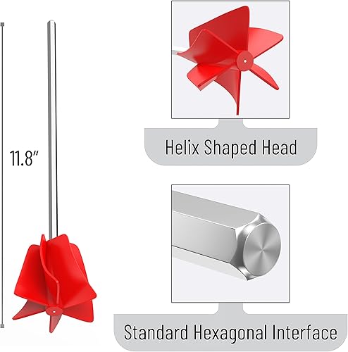 Miniatura 2 de Batis- Mezclador de pintura Helix, 11.8 pulgadas, mezclador de pintura de 1 galón para taladro, mezclador de resina, mezclador de epoxi, agitador de