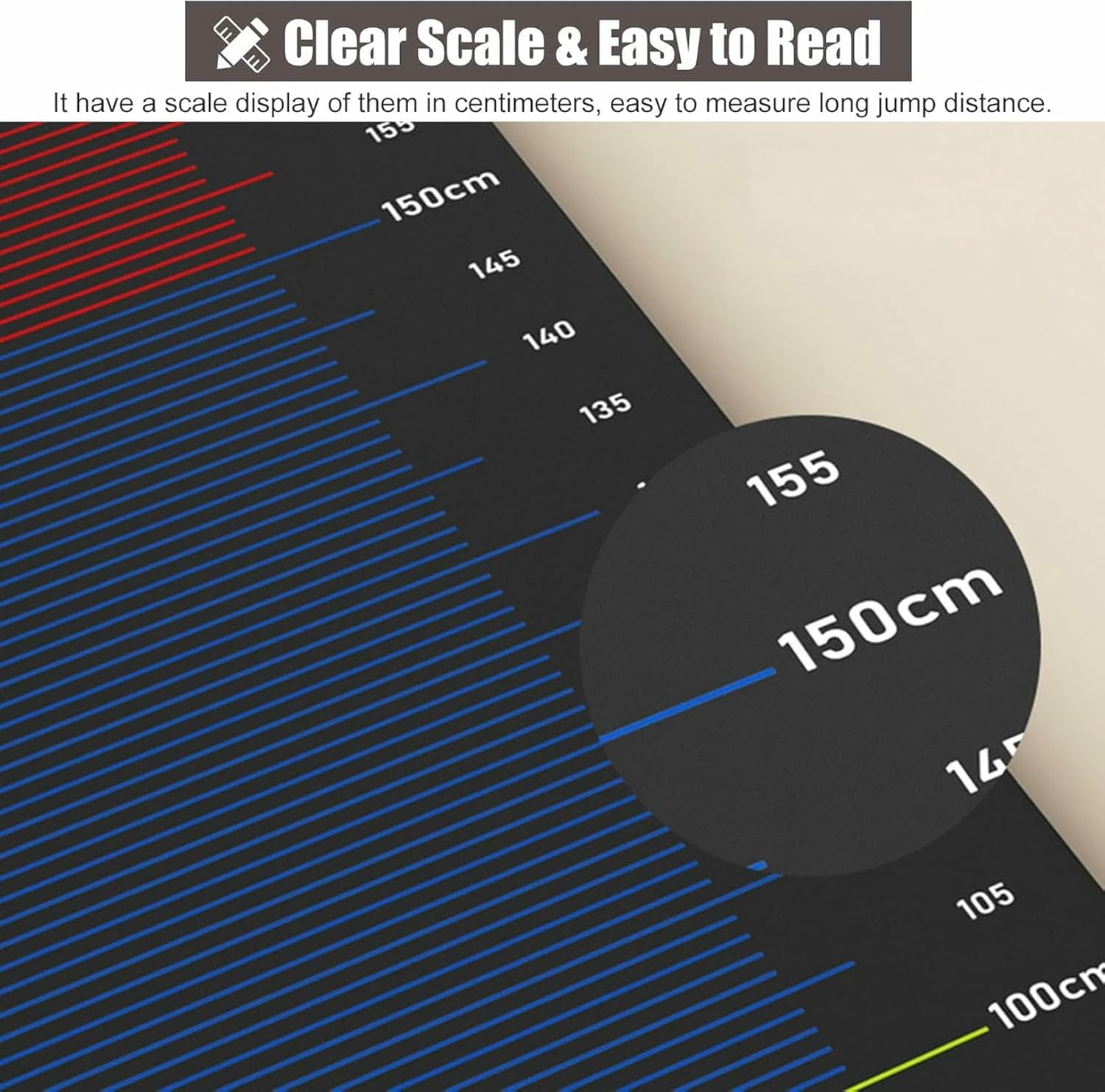 Standing Long Jump Mat, Non Slip Exercise Measuring Mat, Carpeted Long Jump Practice Test Pad, Jump Rope Training Workout Board for Home Gym Floor