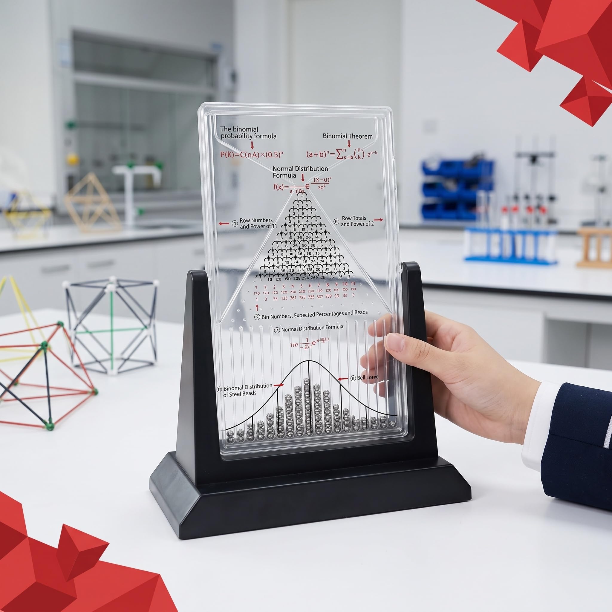 Tableau De Galton, Tableau De Galton De Bureau, Outil Pédagogique pour Laboratoire De Physique, Démonstration Efficace des Lois Statistiques, Modèle De Démonstration des Probabilités avec Courbe