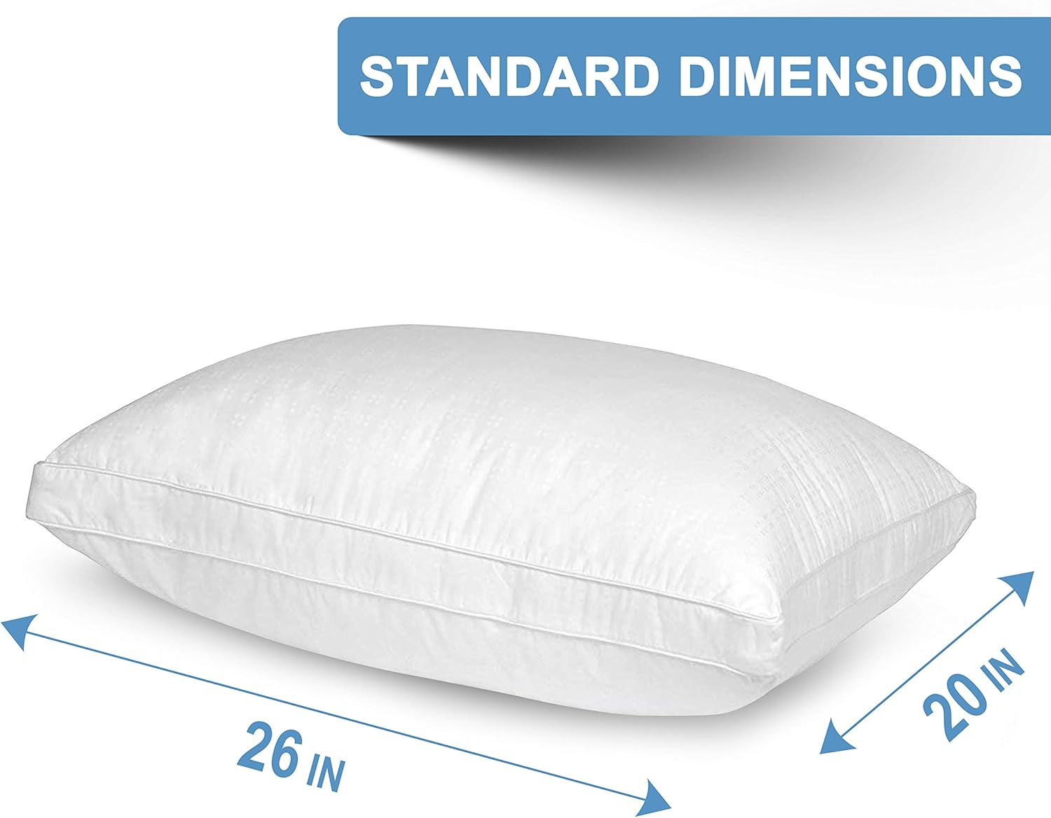 Mastertex Down Alternative Bed Pillows Cotton Cover Super Plush Microfiber Fill, Only Quality Fabrics Used & Superior Safe Soft and Breathable Sleeping Pillows (Standard 20x26) 2 Pack