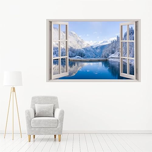 Miniatura 2 de Calcomanías de pared de ventana falsas de paisaje de playa 3D calcomanías de pared de ventana de imitación de palmera tropical vinilo extraíble