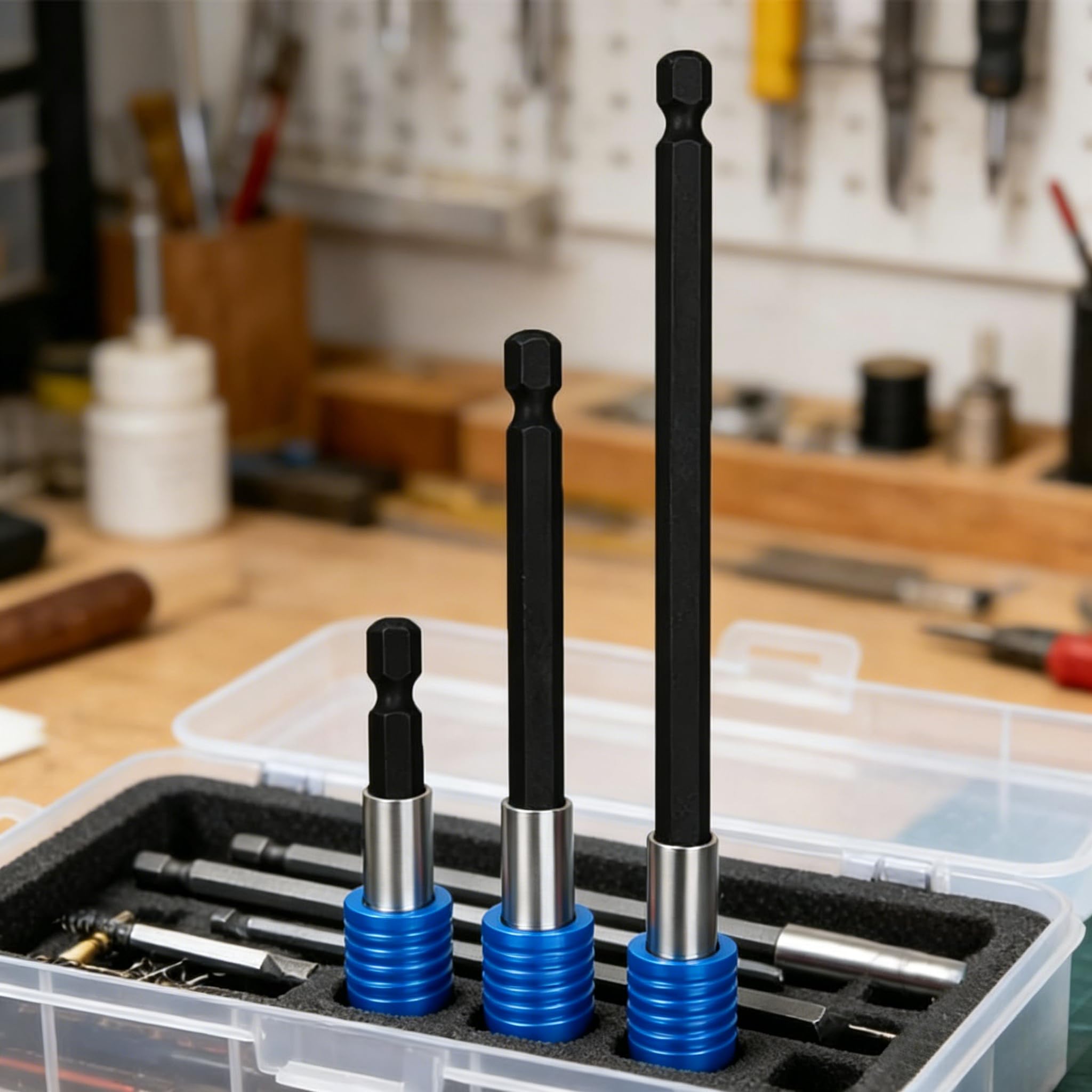 3-Piece Magnetic Bit Holder Extension Set, Quick Release Universal Impact Drill Adapter for Home DIY Projects（Blue） view 4