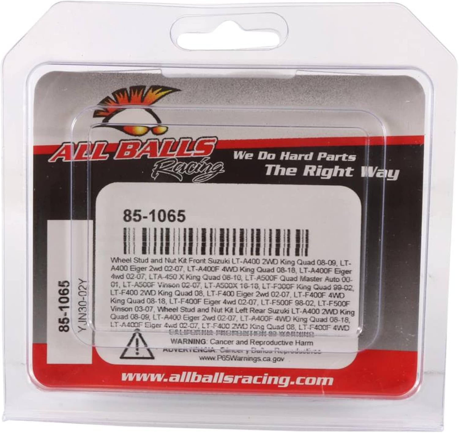 All Balls Wheel Stud and Nut Kit Compatible with 2002–2007 Suzuki LT-A400F Eiger 4WD, 2002–2007 LT-A500F Vinson 4WD, 2016 LT-A500X KingQuad