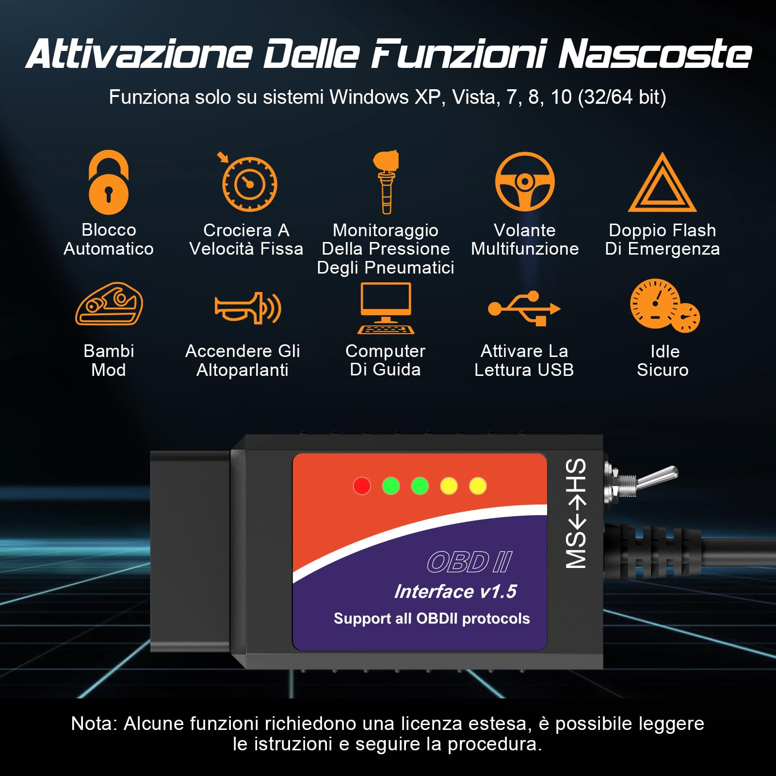 FORScan OBD2 Scanner OBDII diagnostico per Windows, Strumento di codificazione diagnostica per Auto OBDII con Interruttore MS-Can/HS-Can per Veicoli Ford Lincoln Mazda Mercury Series