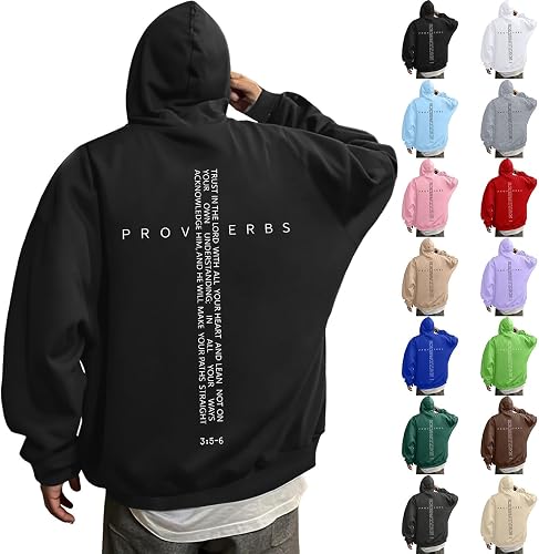ZRBYWB Christian Hoodies for Men Inspirational Religious Faith Cross Bible Verse