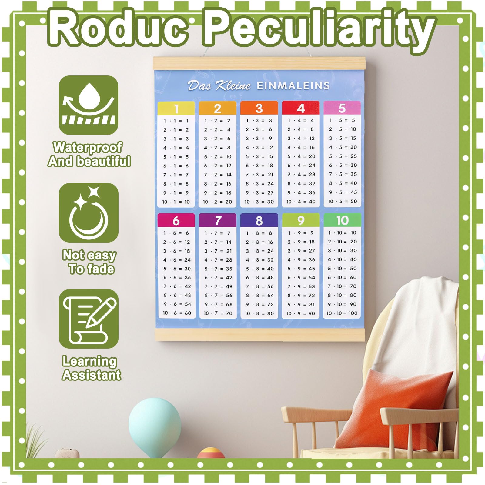 Poster di Apprendimento Tabelline per Bambini Strumenti di Formazione Supporto