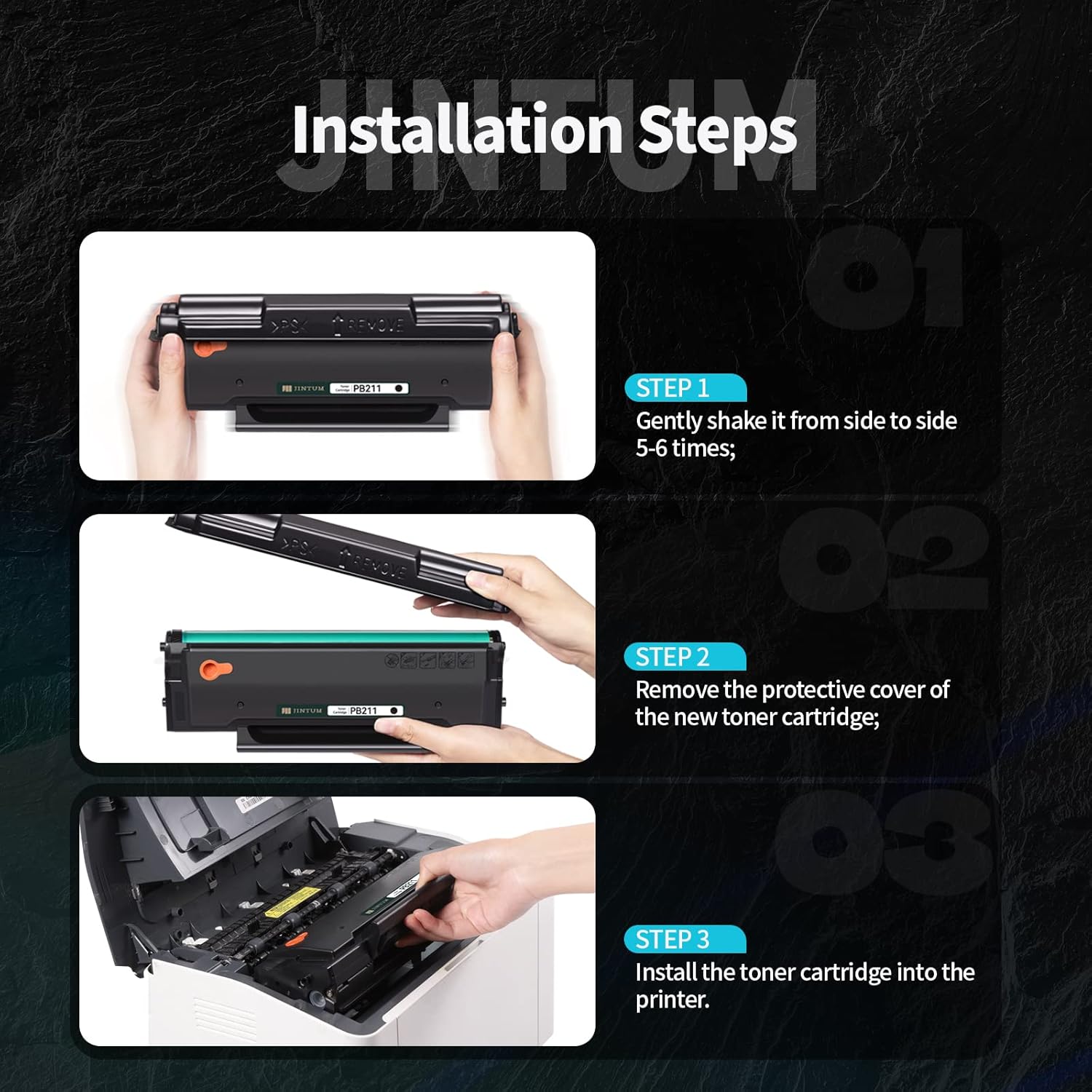 JINTUM PB-211 Compatible Toner Cartridge Replacement for Pantum PB-211 PB-211EV for P2502W M6552NW M6600NW P2500W M6602NW M6550NW Printer ( 4 Pack )