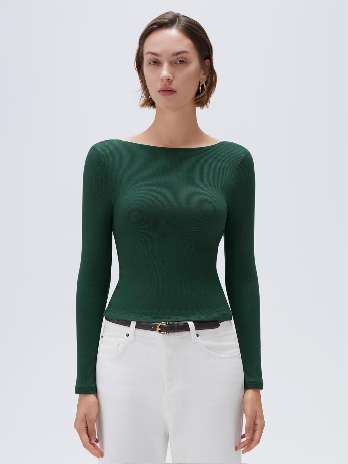 SUUKSESS Women Backless Going Out Tops Padded Modal Basic Long Sleeve Shirts - Image 2