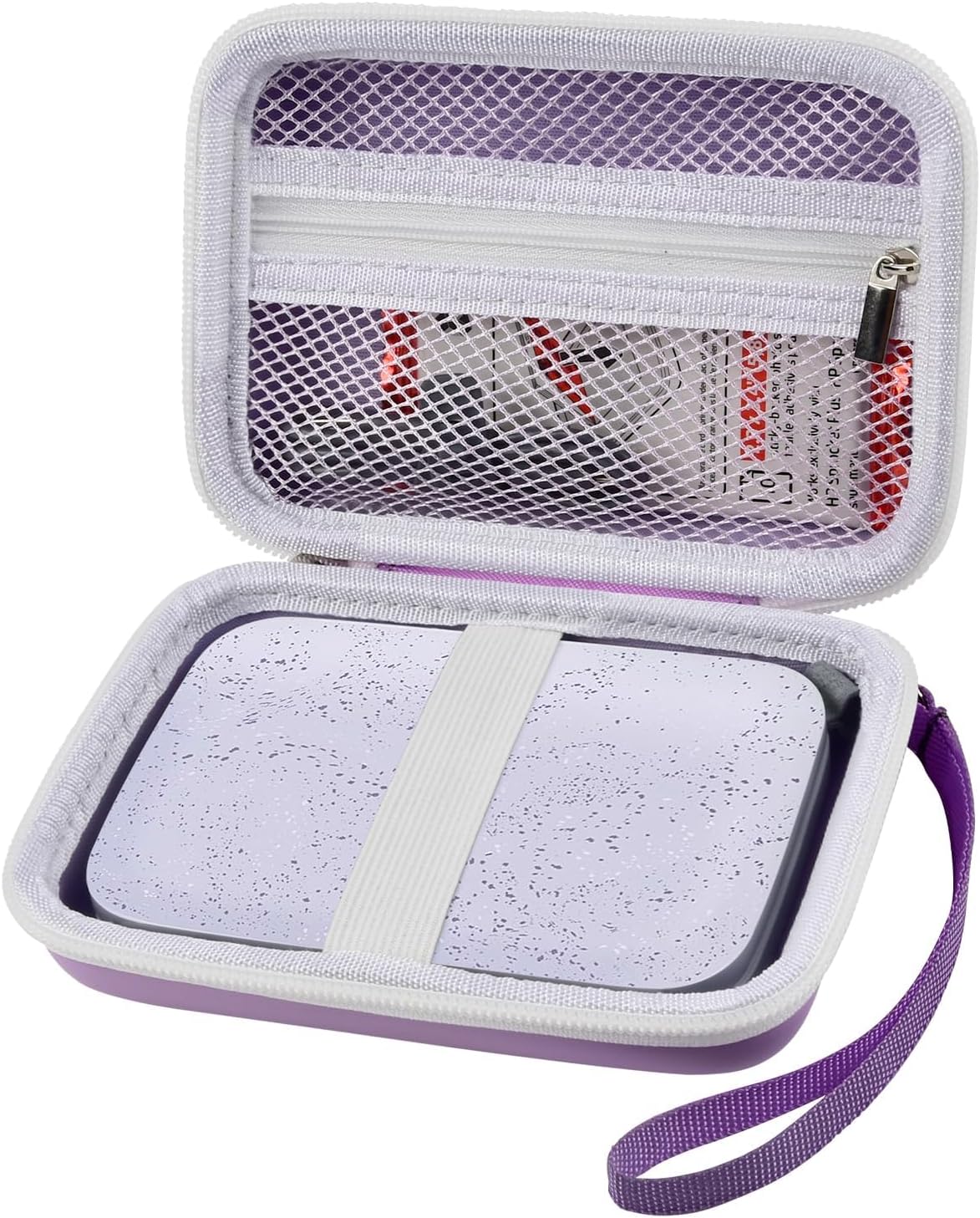 Boobowl Case Compatible with HP Sprocket Portable 2x3/ Select 2.3x3.4/ 2nd Edition Printer, Travel Carrying Organizer Holder Fits for Zink Photo Paper, USB Cable and More Accessories - Purple