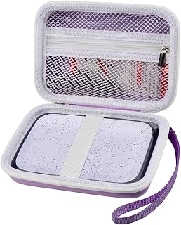 Boobowl Hard Case for HP Sprocket Portable 2x3, Select and 2nd Edition | Purple Organizer, Room for Photo Paper, USB Cable and Small Accessories, School Projects, Parties and Trip - Box Only