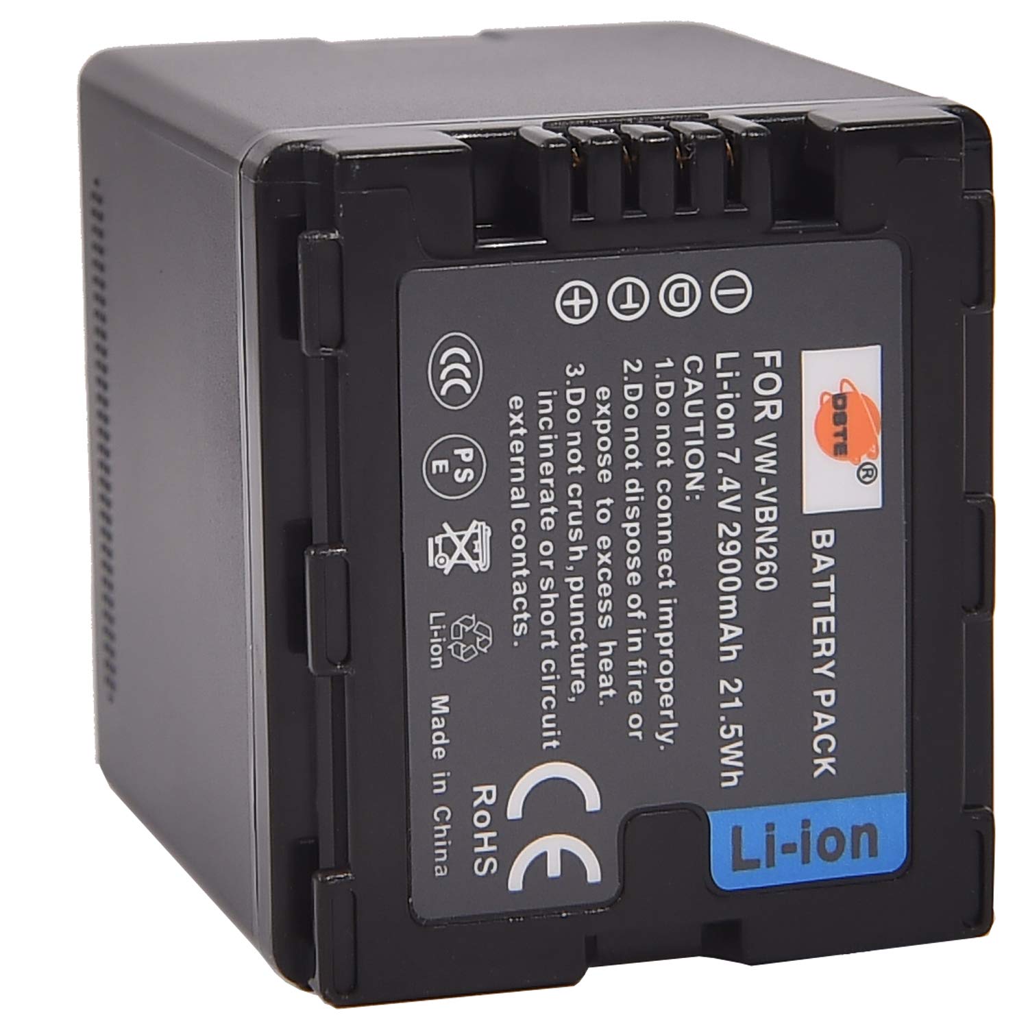 DSTE Rechange Batterie pour Panasonic VW-VBN260 Lumix HC-X800 HC-X900 HC-X910 HC-X920 HDC-HS900 HDC-SD800 HDC-SD900 HDC-TM900