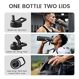 RAYMYLO 40oz Insulated Water Bottle, Triple Wall Vacuum Stainless Steel Water Bottles - Keeps Cold 48H, Reusable Metal water flask Jug for Gym, Sports, Camping, Hiking,Travel, Starry Sky-Black