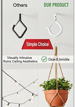 20 Pack Q Hanger Hooks with Safety Buckle, Rustproof Screw Hooks for Hanging String Lights, Bird Feeder, Plants, Wind Chimes & Holiday Decorations, Holds Up to 40 lbs(2.2 White Vinyl Coated )