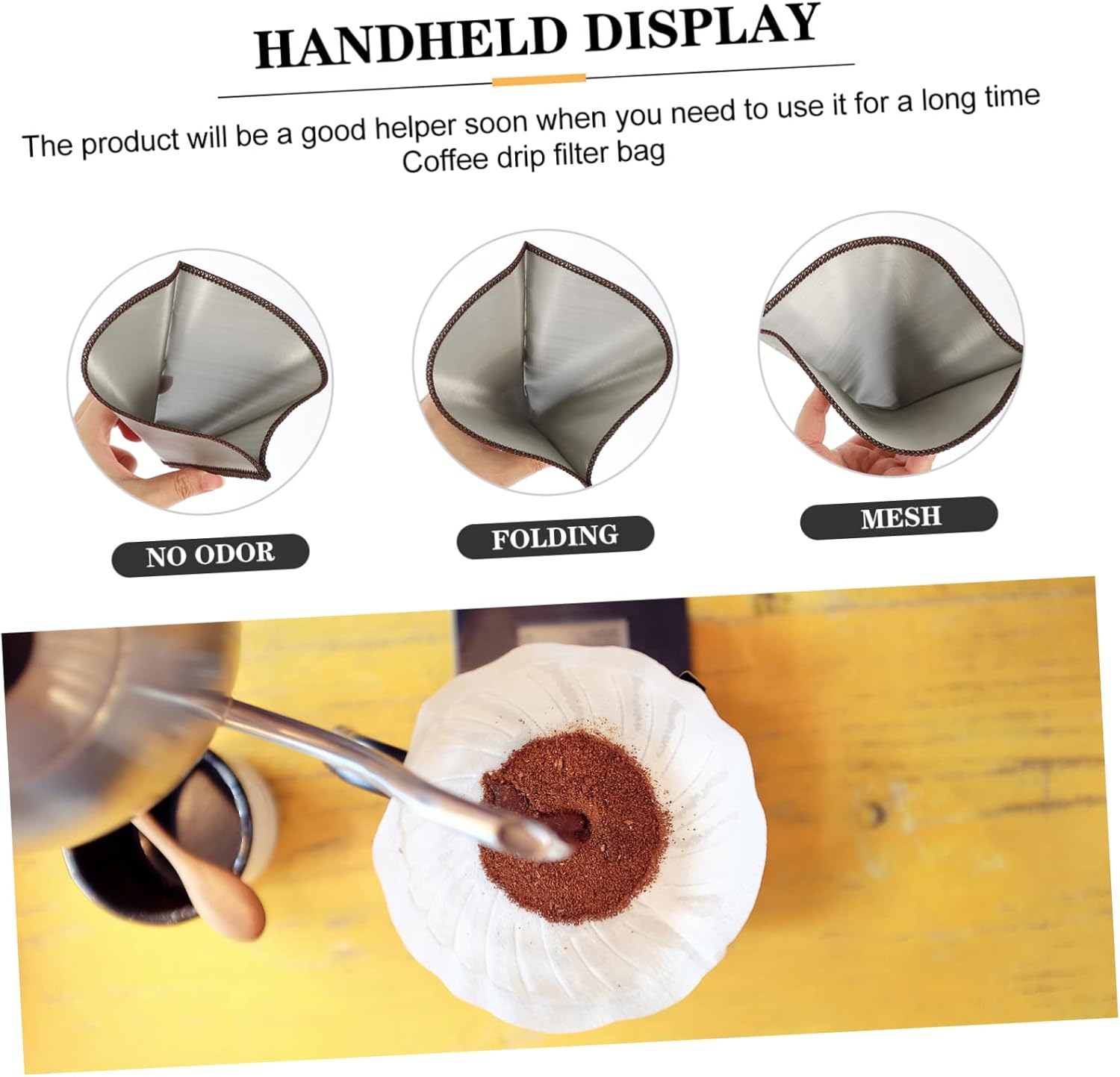 Housoutil 4pcs Stainless Steel Reusable Coffee Dripper Cone Filter for Cups and Practical Coffee Making Filter Fine Filtration for Home Brewing