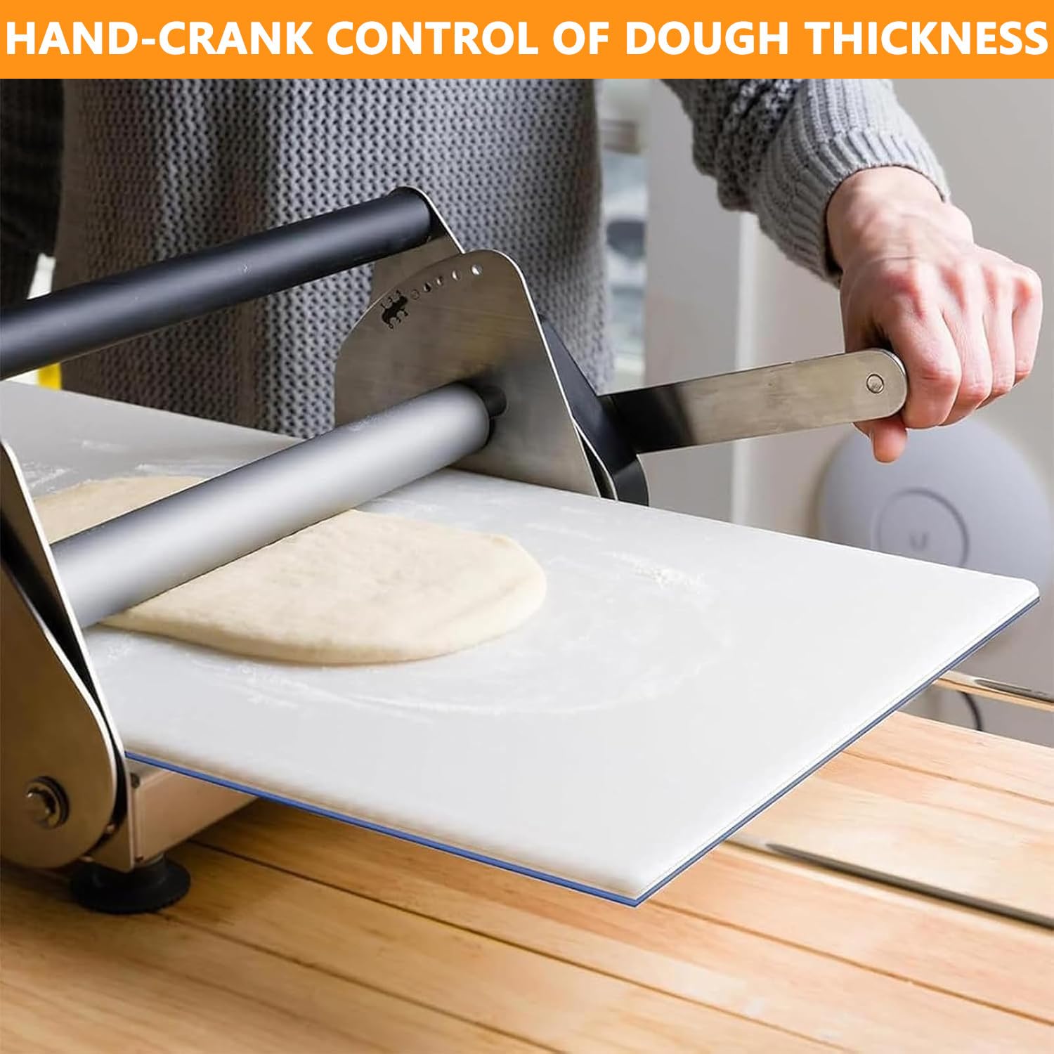 Laminadora de Masa Manual Plegable de Acero Inoxidable 304, Prensa de Masa con Espesor Ajustable 2–25 mm, Sobadora para Panadería y Cocina Doméstica Small