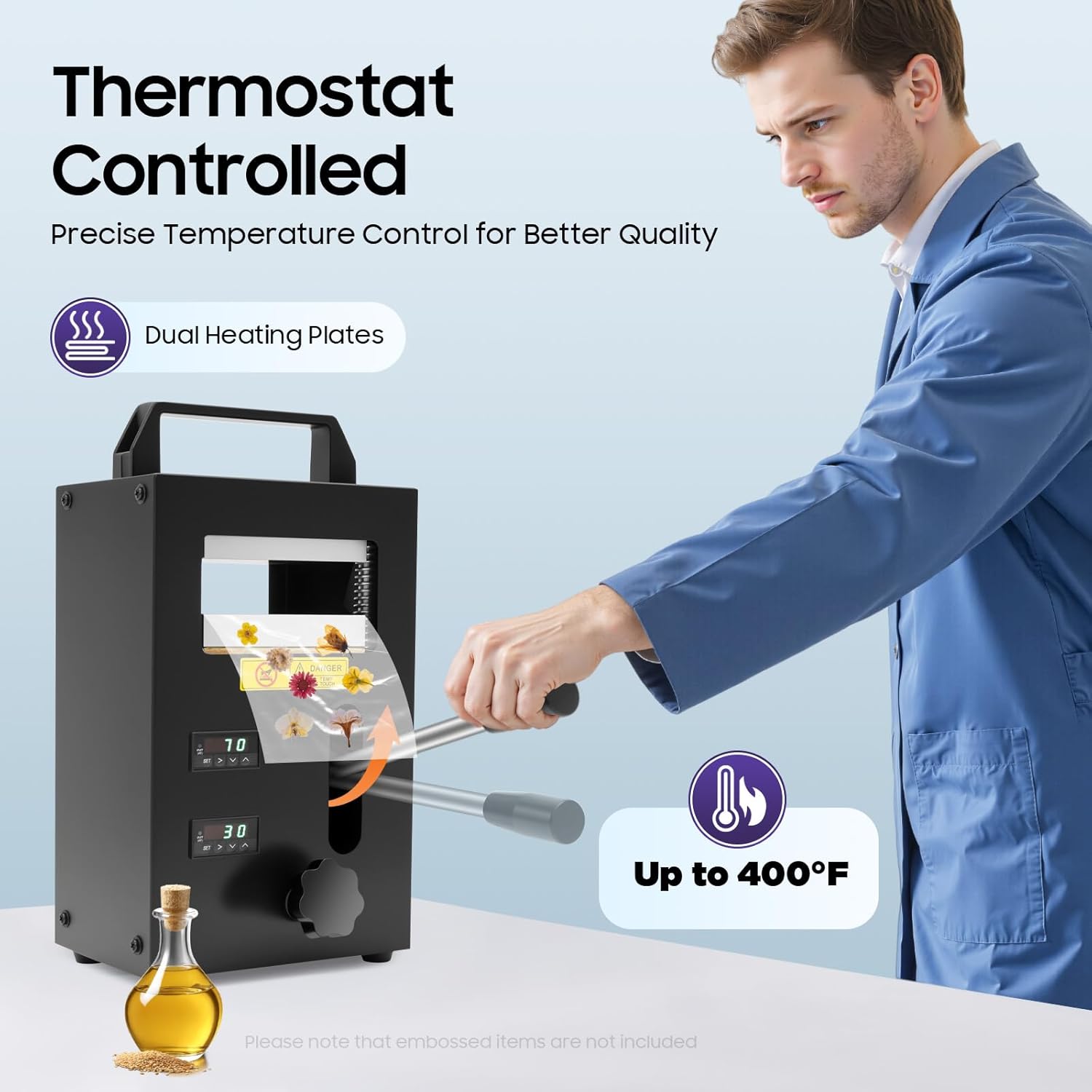 Hydraulic Heat Press Machine,4-Ton Heat Press Machine with Dual Heating Plates w/4.5"x4.7" Dual Heated Plates LED Display,for Extruding and Extracting Raw Materials