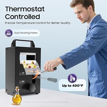 Hydraulic Heat Press Machine, 110V 800W Manual Hydraulic Jack Heat Press Machine 2-4T Manual Hydraulic Jack with Dual Heating Plates for Plant Flower Oil Embossing & Plastic