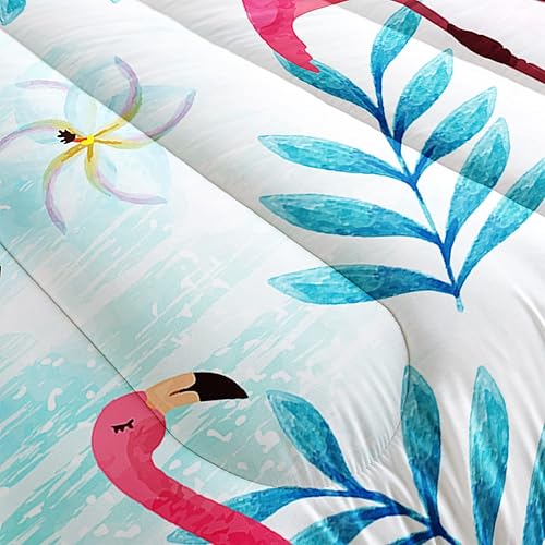 Miniatura 5 de AILONEN Juego de edredón de flamenco para niñas y niños, juego de ropa de cama con patrón de flamenco tropical, tamaño Queen, edredón superior ultra