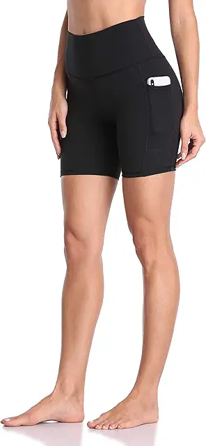 Women's High Waist Biker Yoga Shorts with Pockets - 6" Inseam Workout Tights
