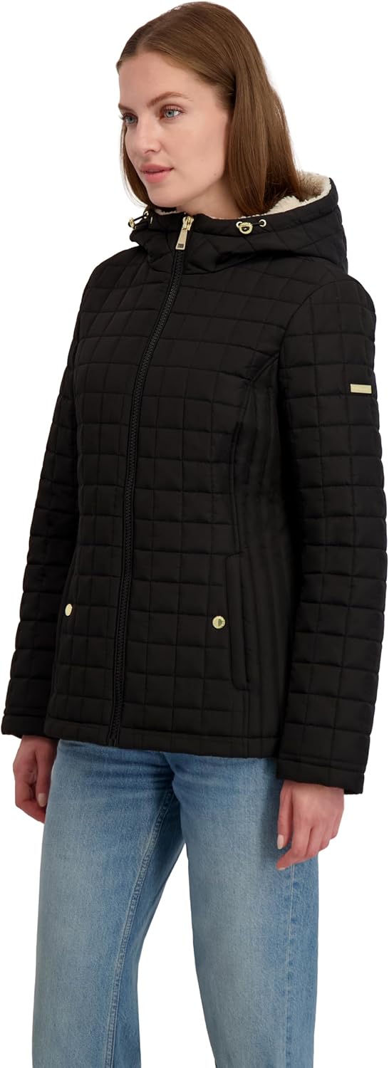 Laundry By Shelli Segal Women's Quilted Bomber Jacket – Lightweight Snowchic Transitional Coat Sherpa Lining - Image 5