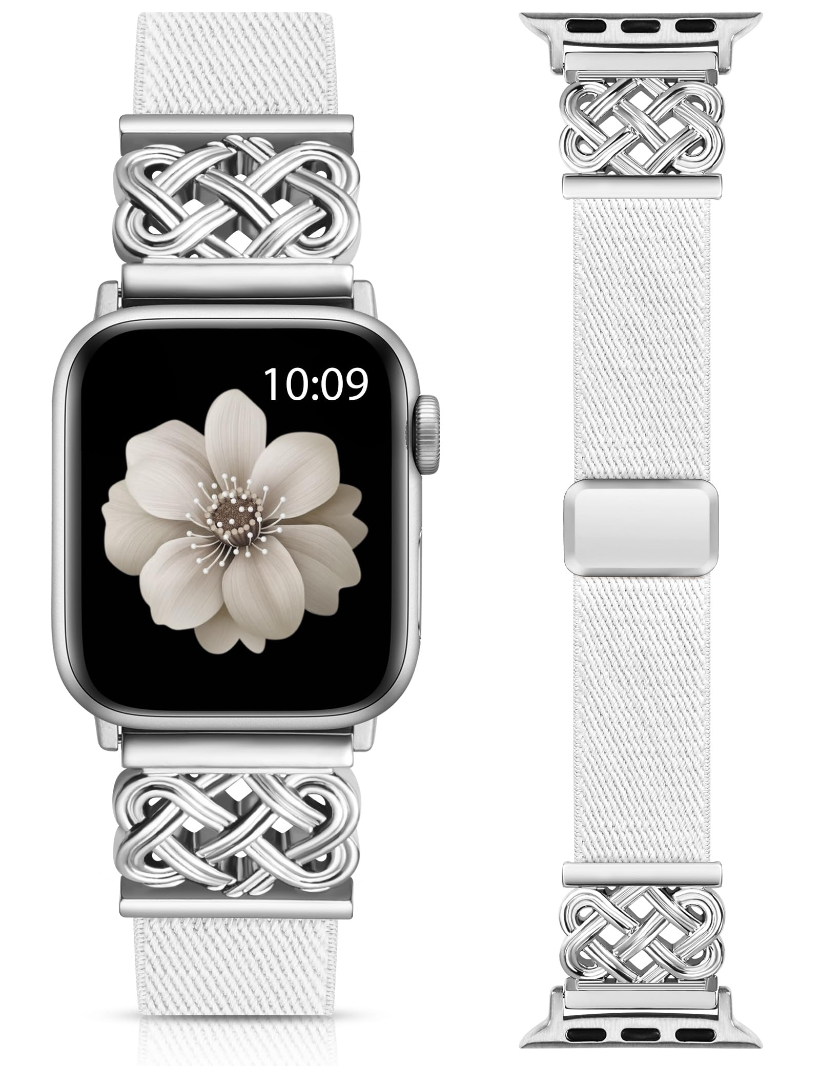Minyee Magnetic Stretchy Band Compatible with Apple Watch Bands 38/40/41/42/44/45/46/49mm Women Men, Celtic Knot Soft Elastic Nylon Fabric Strap for iWatch Series 11 10 9 8 7 6 5 4 SE/Ultra 3 2 1 — view 8