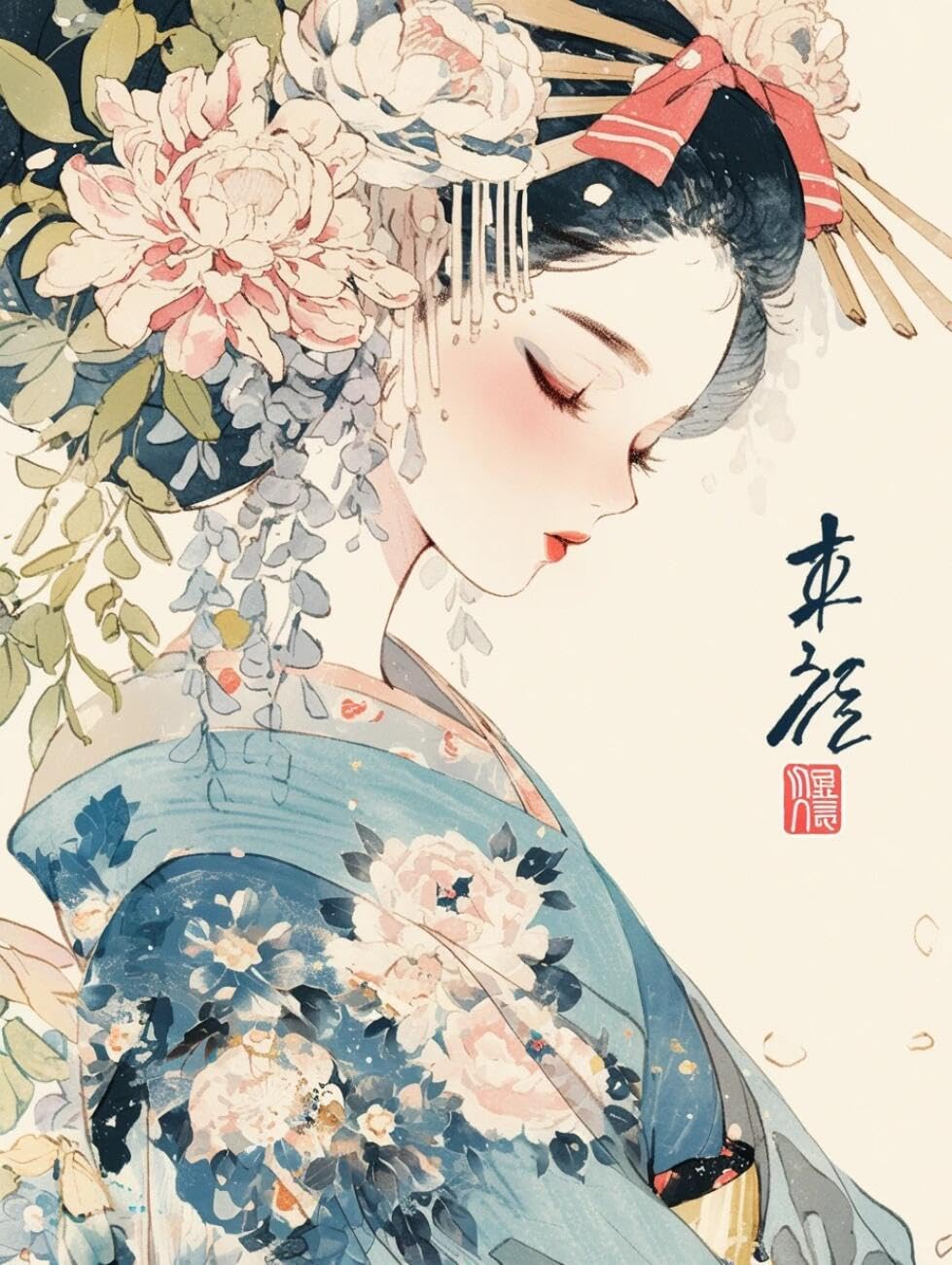 Rqwybcaxn Bead Cross Stitch Kits Japanese Geisha 40x50cm
