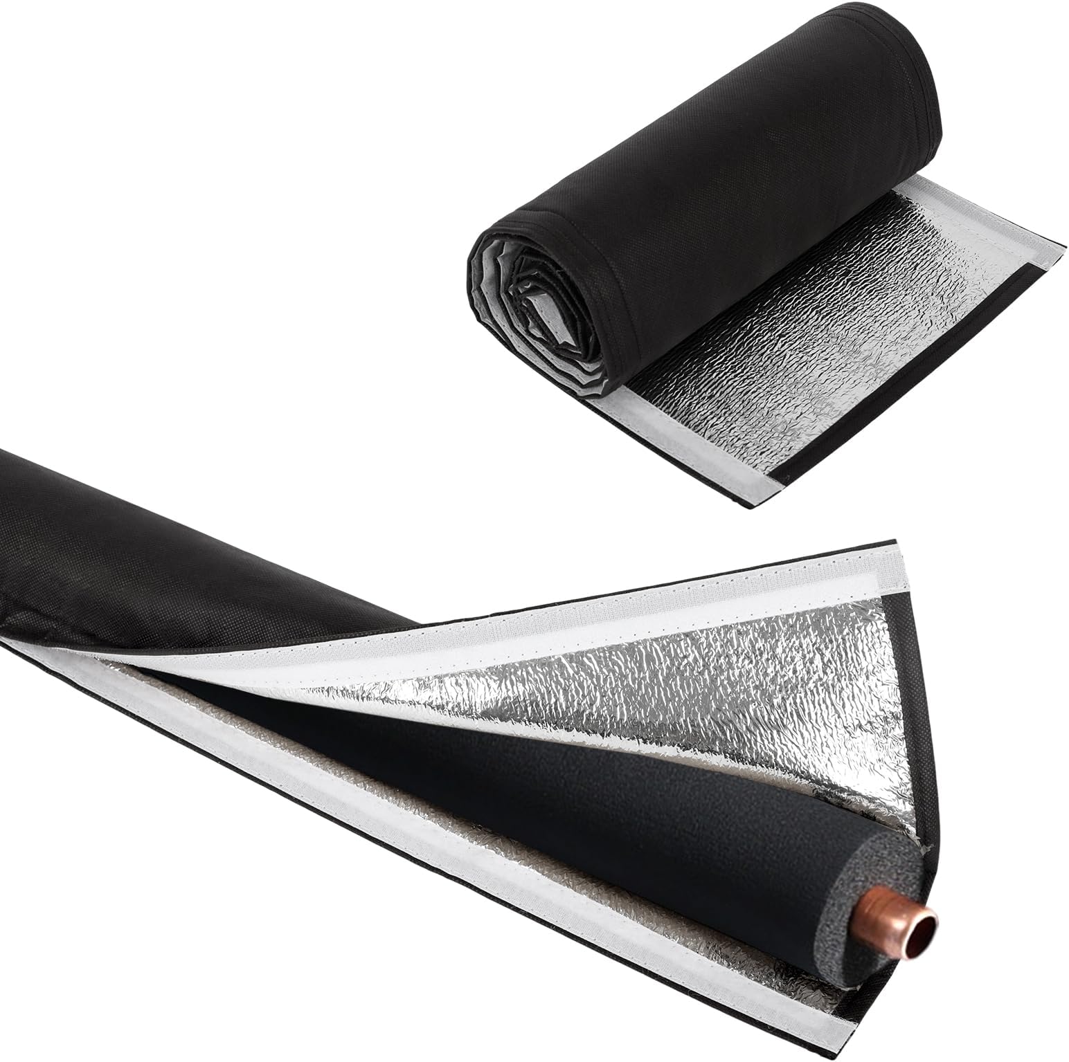 3 Layers HVAC Copper Pipe Insulation Cover 70.9x10.2 Inch AC Hose Insulation Sleeves for Central Air 600D Oxford Flexible Copper Lines Insulation Wrap for Central Air Conditioning Mini Splits