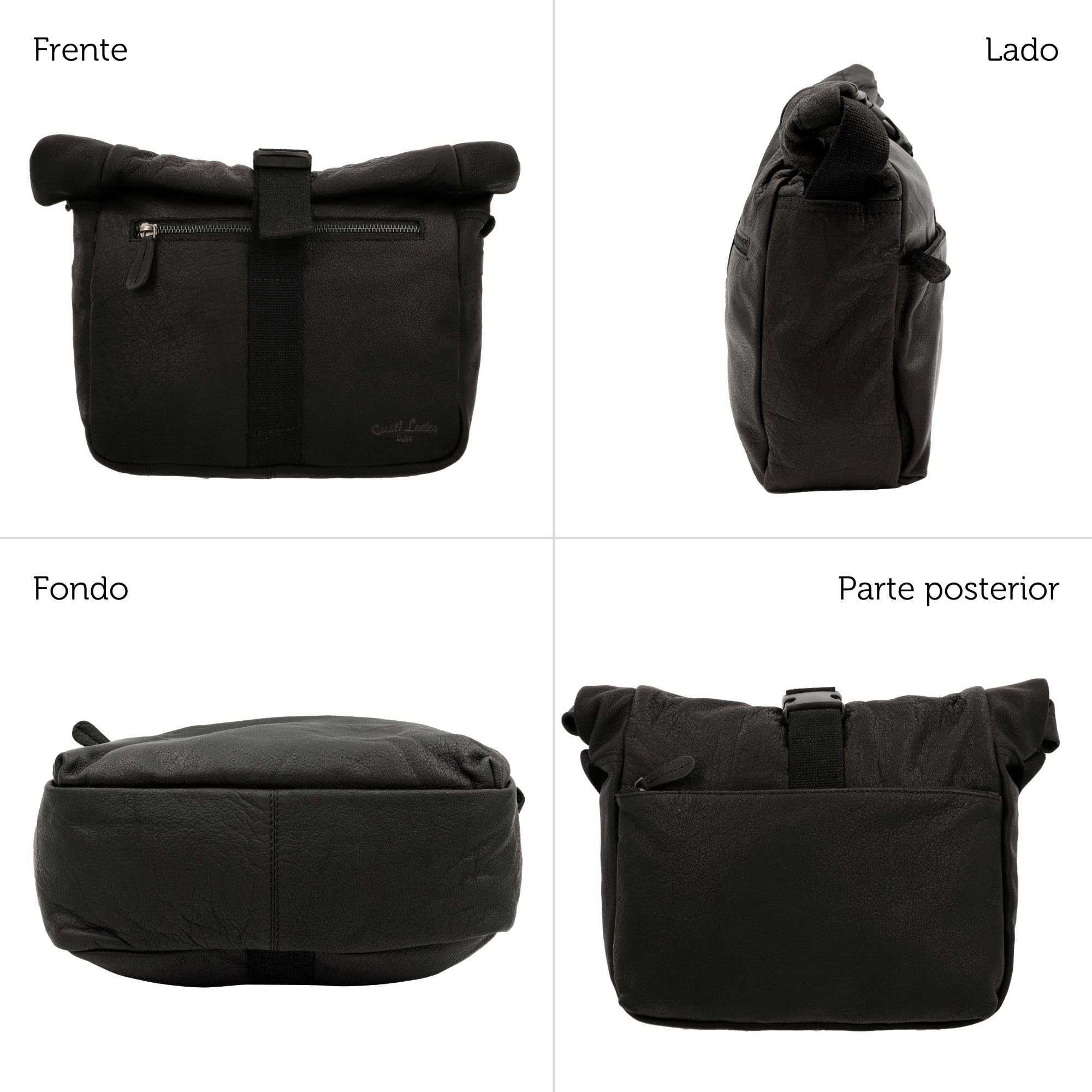Gusti Luis Bandolera Bolso de piel Negro Cuero, Negro